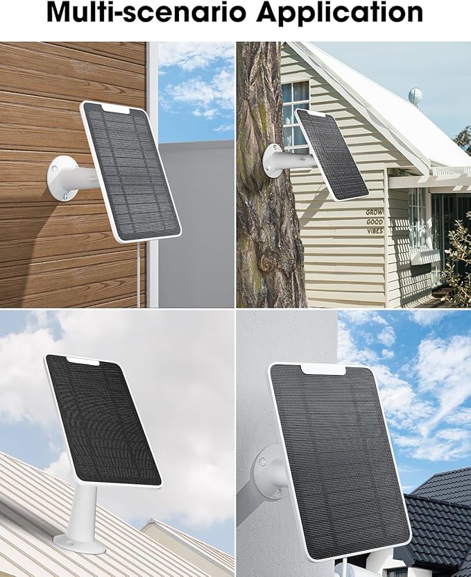 6W Solar Panel Charger Compatible with Google Nest Camera Outdoor & Indoor (Battery Version), Solar Power for Google Nest Cam, IP65 Weatherproof, w/Secure Wall Mount & Screwdriver, 13ft Cable, 2 Pack