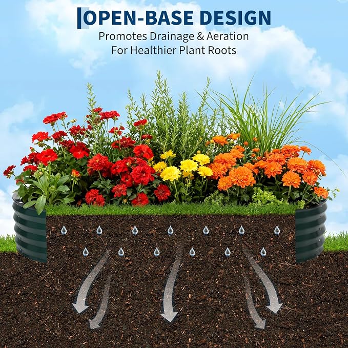 Garvee Large Oval Galvanized Raised Garden Bed Kit with Cover Zippered Screen Doors, Open Base Design, Thick Steel, Easy Assembly, Planter Box for Vegetables, Flowers
