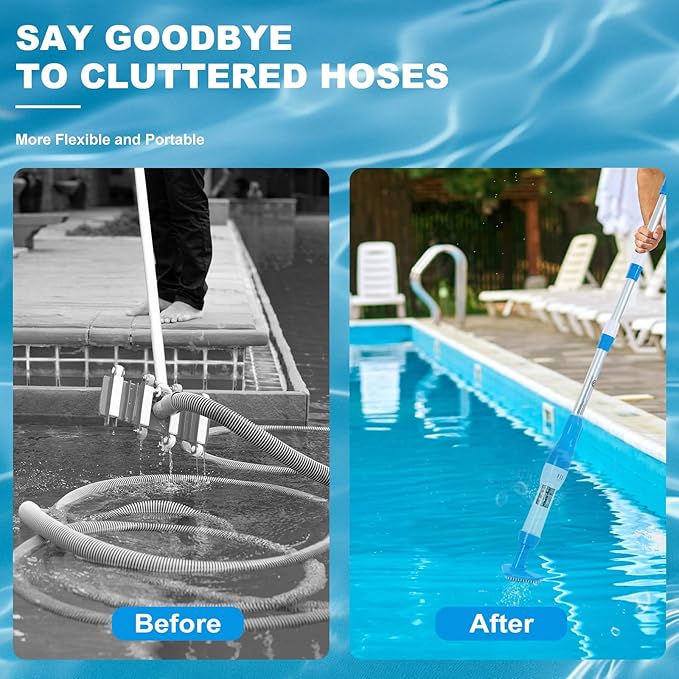4 in 1 Cordless Rechargeable Small Pool Vacuum spa hot tub 90 Mins Running Time, 12 Gallons/Min Powerful Suction