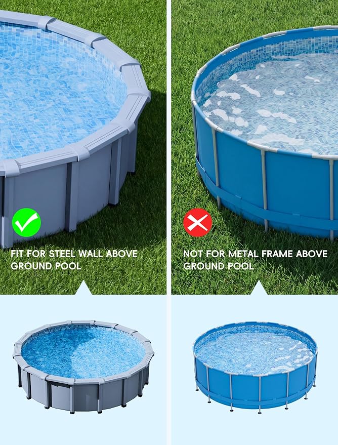 Solar Pool Lights for Above Ground Pools(Steel Wall Only), 10-Color RGB 4-Mode LED Underwater Submersible Poolside Light with Auto Dusk Sensor, Waterproof Design, Remote & Timer Off, 1 Pack