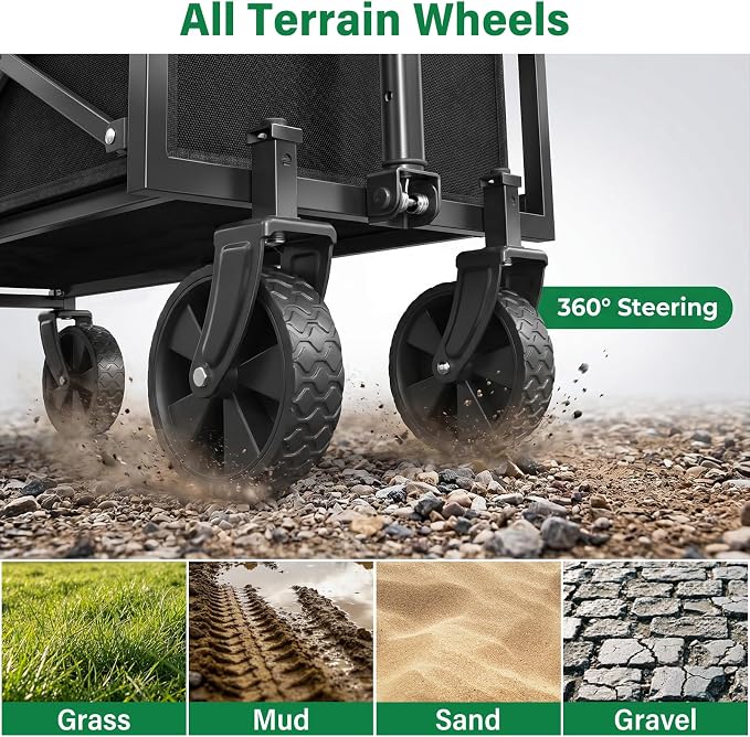 Wagons Carts Foldable - Portable Folding Collapsible Wagons with Wheels - Heavy Duty Utility Carts for Groceries, Shopping, Camping, Sports, Garden，Beach