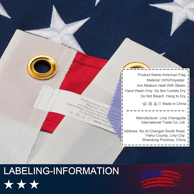American Flag 6x10 FT for Outside - TearProof & Fade-Resistant USA Flag, Embroidered Stars, Sewn Stripes, Brass Grommets, UV & Weather-Resistant Spun Polyester, Perfect for High Winds & 4th of July