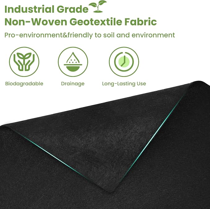 Premium Heavy Duty Weed Barrier Landscape Fabric for Outdoor Gardens, Non Woven Weed Blocker Fabric - Garden Landscaping Fabric Roll - Weed Control Fabric in Rolls(6OZ 3x100ft,Non Woven)