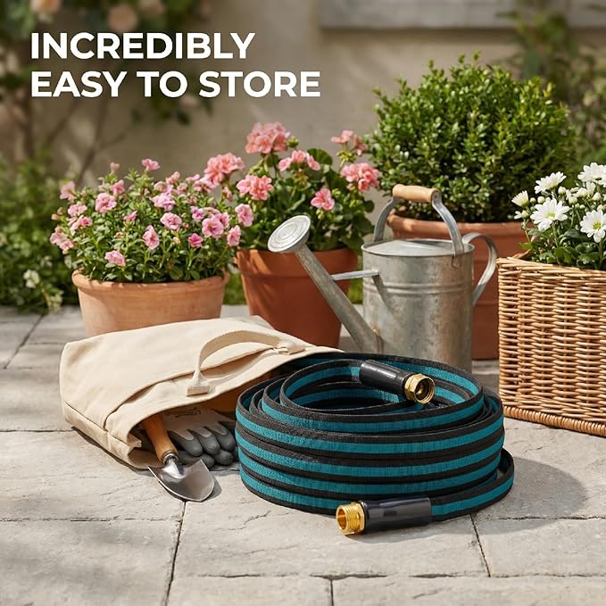 25FT Lightweight Garden Hose – Kink-Resistant, Flexible, High-Pressure Hose for Outdoor Watering, Lawn Care, Garden, and Car Cleaning