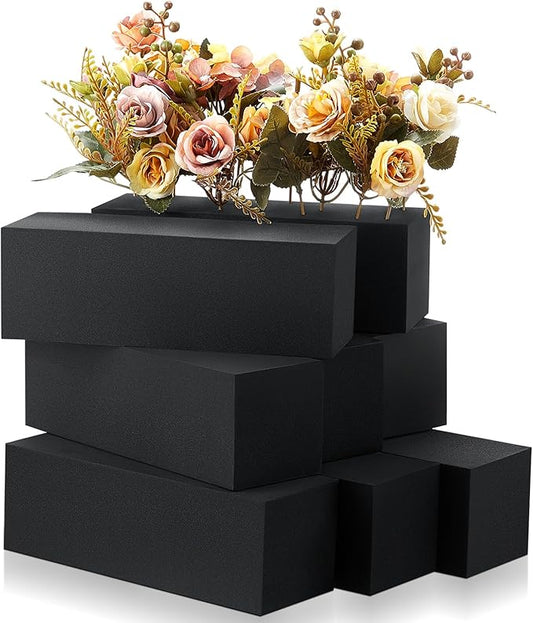 Lallisa 20 Pcs Reusable Floral Foam Blocks Water Weather Resistant Dry Floral Foam for Artificial Flower Arrangements Outdoor Flower Boxes Hanging Planters Wedding Home Decor (9 x 3 x 3",Black)