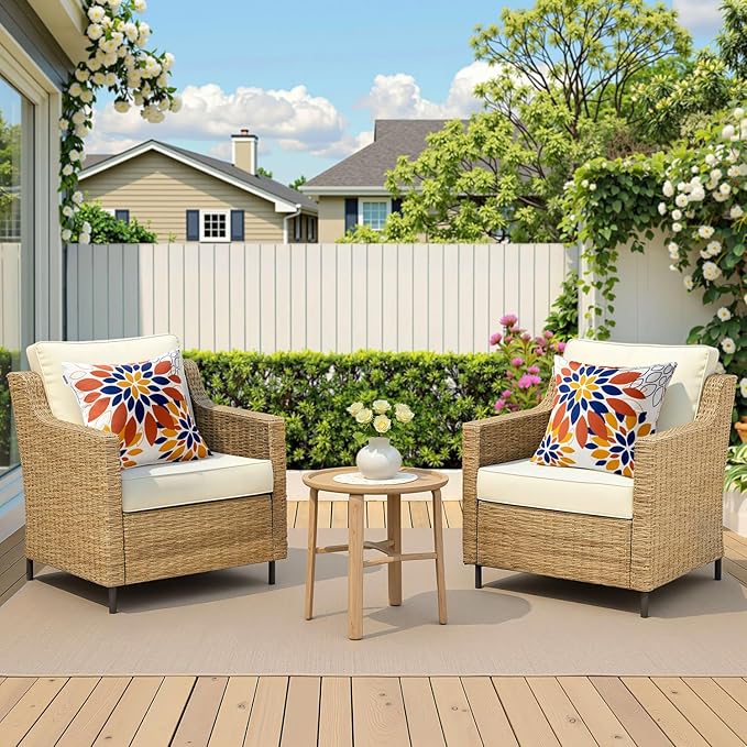 Floral Outdoor Pillow Covers Waterproof Spring Throw Pillow Cases Orange 18x18 Inch Set of 2 Decorative Summer Cushion Covers for Patio Furniture Garden Bench Porch Sofa