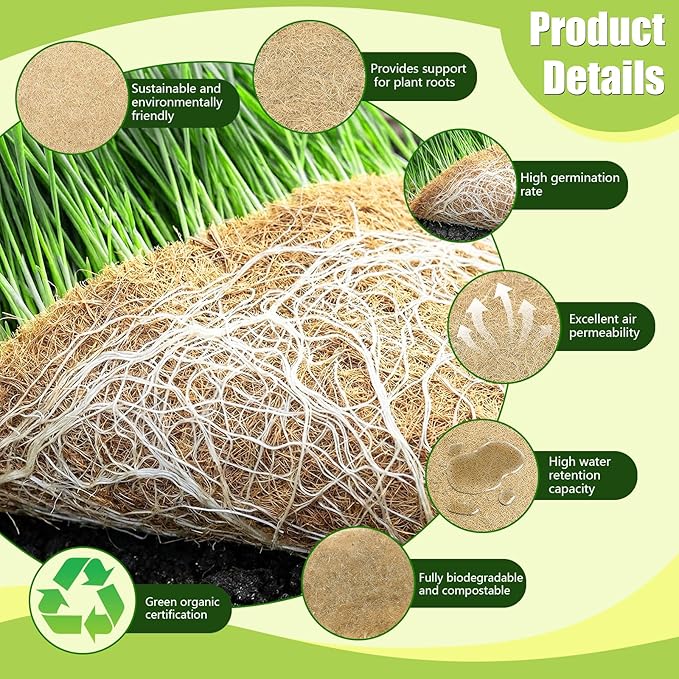 10" X 197"Microgreen Grow Mat, Hydroponic Grow Pads Natural Fiber Grow Mats, Microgreens Growing Kit, Indoor Organic Production for Wheatgrass Sprouts Starter Tray