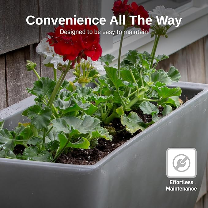 RTS Home Accents 36" Urban Rectangular Garden Planter, Graphite - Durable, Weather-Resistant, and Stylish Planter for Outdoor Gardens, Patios, and Contemporary Spaces