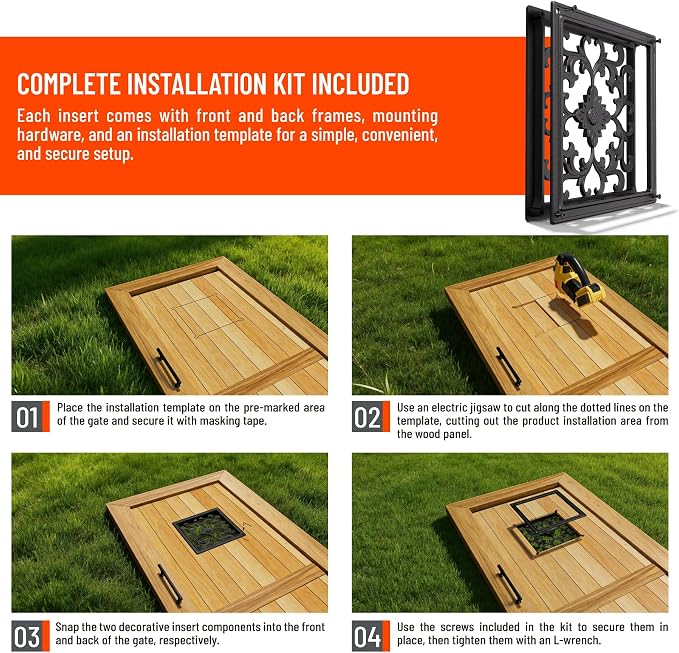 Aluminum Alloy Decorative Insert for Fencing，Metal Fence Panel Inserts, Rustproof Garden Yard Patio Decor