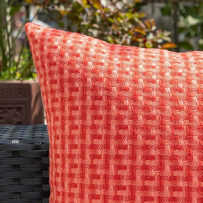 Kevin Textile Valentines Outdoor Waterproof Throw Pillow Covers Pack of 2 Farmhouse Decorative Cushion Covers for Garden Patio Tent Balcony Bench Couch Sofa 20x20 Inch, Red