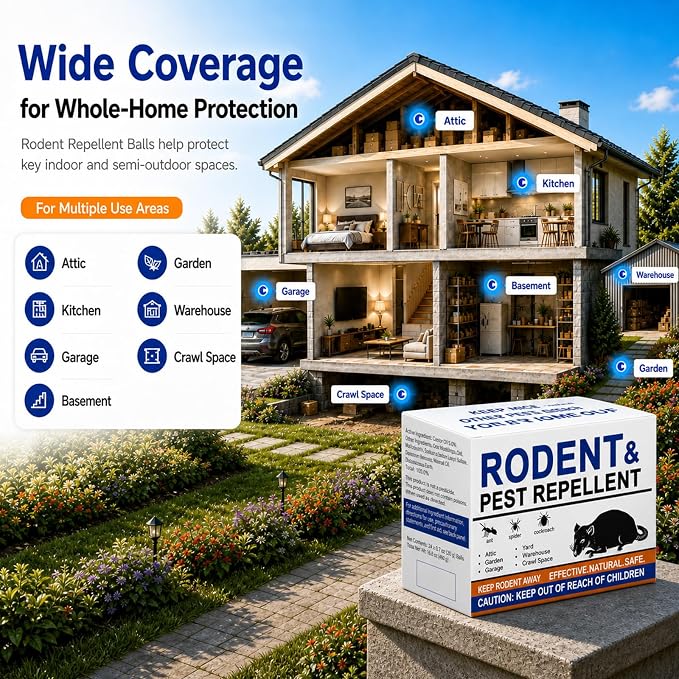 Mouse Repellent Balls 35 Pack, Peppermint Rodent Repellent for Mice and Rats, Natural Mouse Deterrent Indoor Outdoor, Long Lasting Pest Control for Home, Garage, Basement, Attic, Car