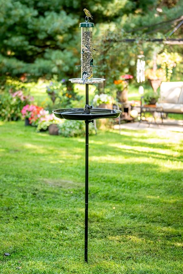 Brome Tube 200 Wild Bird Feeder, Metal, 6 Seed Ports, 3.4 lb Capacity, Extra-Wide Perches, Easy to Fill & Clean, Pole-Mountable, Seed Tray Available