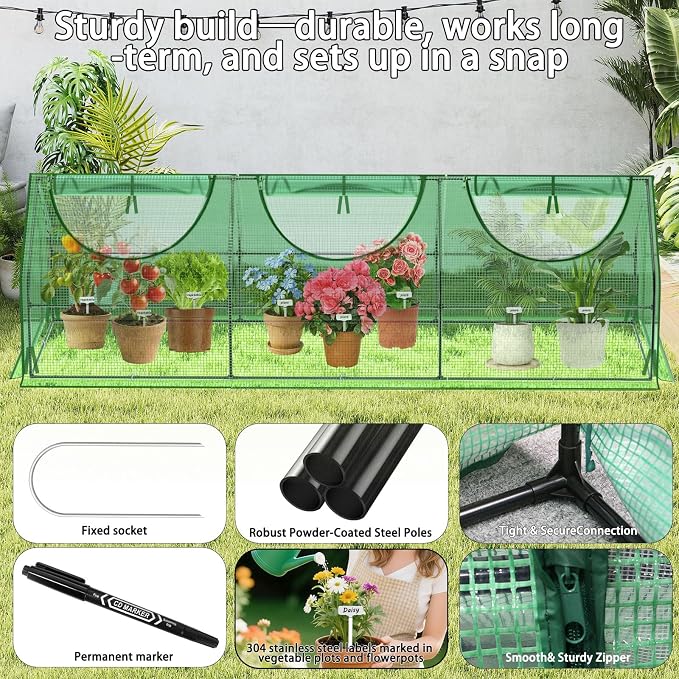 108"×36"×36" Green Houses for Outside, Portable Mini Greenhouse with Mesh Vents, Weatherproof PE Plant Shelter for Patio Gardening