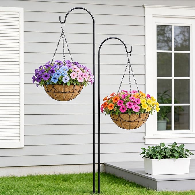 13.5 Inch 3 Pack Hanging Baskets Planters for Outdoor Plants - Wire Hanging Baskets Plant for Plants Outdoor with Coco Liners Minimalist Metal Hanging Pots for Outside Garden Patio Porch Decor