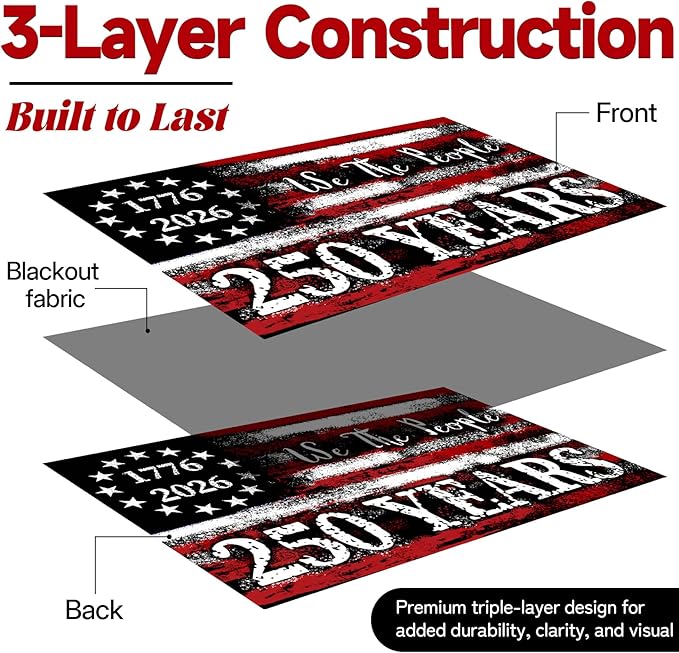 America's 250th Anniversary Flag, 3 Ply Year American Anniversary Flag- Double Sided, 3x5 Ft, 250 Years Birthday Patriotic Decor for Outdoor, Front Door, Porch, Wall (A2)