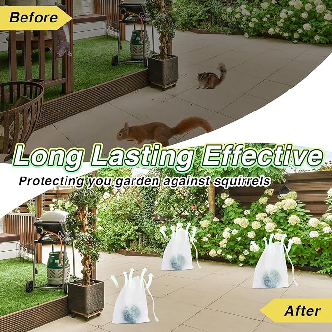 24 Pack Squirrel Repellent for Attic, Car Engines, Garden & Home Rodent Repellent Squirrel Deterrent for Outdoor & Indoor Use Keep Squirrels Away from Wires, Walls, Garages & More