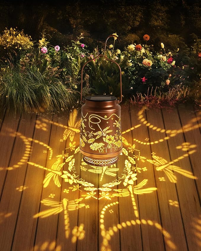 Dragonfly Gifts for Women Solar Lantern Dragonfly Decor Birthday Gifts for Women Mom Grandma Sister Friend Mothers Day Gifts Garden Decor Metal Solar Lights Outside Decor for Backyard Patio Deck Porch