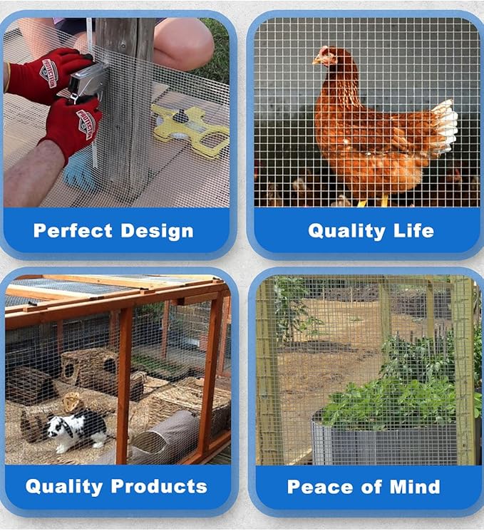Chicken Wire Mesh 1/2 inch 36 x 100 ft 19 Gauge - Hot Dipped Galvanized Hardware Cloth Wire Mesh Roll Garden Fencing Welded Wire Mesh & Wire Cloth Gopher Wire