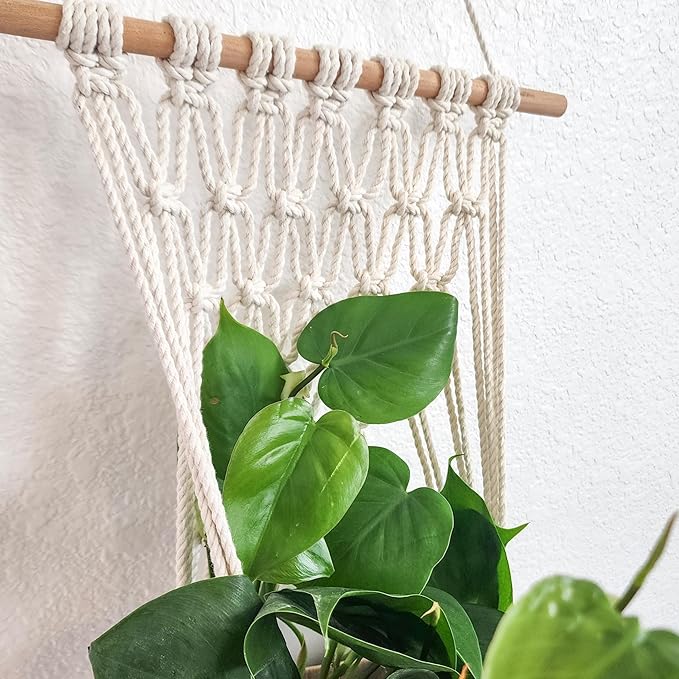 Set of 3 Ombre Dyed Macrame Wall Hanging plant stand Macrame plant hanger indoor and outdoor plant hanger Plant shelf indoor vertical garden planter plant shelf indoor Boho Decor (Ombre Gray)