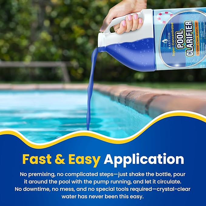 Pool Clarifier & Water Flocculant – Super Concentrated Floc for Cloudy Above Ground & Inground Swimming Pools – 64 oz – Chlorine, Saltwater, Chemicals Compatible – 1 oz Treats 5,000 Gallons