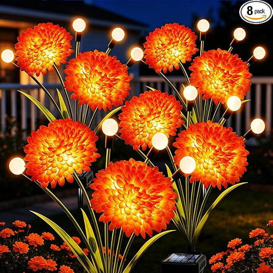 VOOKRY Solar Flowers Outdoor Waterproof, 8 Pack Garden Lights with Swaying Firefly Lights, Flower Light Garden Decor for Yard Patio Pathway Lawn Grave, Gardening Gifts for Women Mother's Day