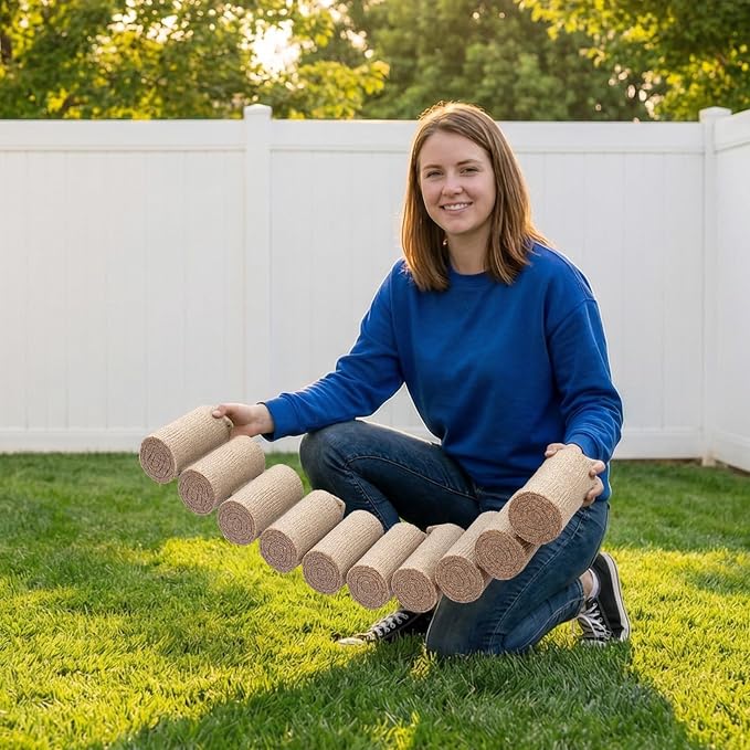 VEVOR No Dig Garden Edging Border, Faux Wood Landscape Edging, Flexible Plastic Lawn Edging for Tree, Flower Bed, Pathway, Yard, 4 Pack 10 Blocks 41.14"L x 3.74" W x 7.48"H, 32 Spikes Included, Beige