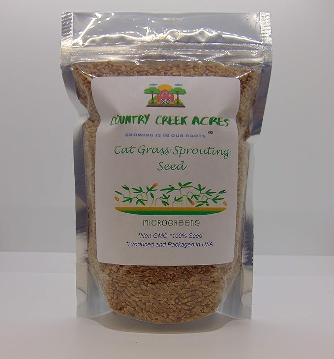 12oz Cat Grass Seeds - Hard Red Wheat- Wheatgrass Non GMO - Country Creek Acres LLC - Grown in The USA