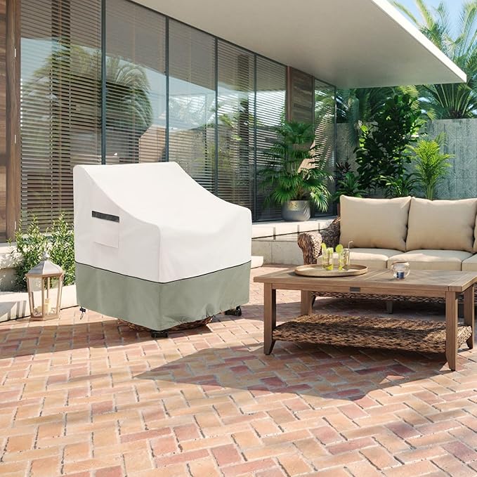 Outdoor Swivel Lounge Chair Cover,100% Waterproof Heavy Duty Outdoor Chair Covers,(33 L x 37 W x 38.5 H inches) Patio Furniture Cover for Swivel Patio Lounge Chair,White&Grayish Green