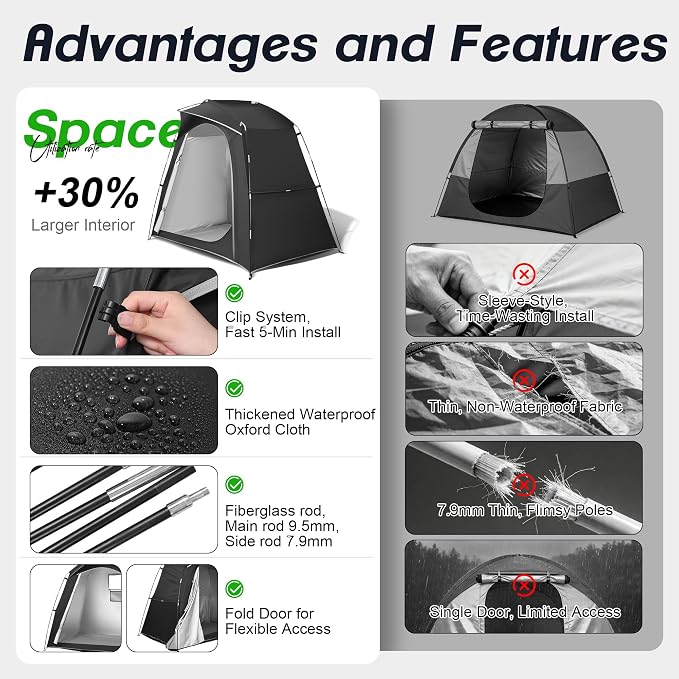 Bike Storage Tent Outdoor, Waterproof Bicycle Shed for 3-4 Bikes, PU4000 210D Oxford, Fiberglass Frame, Rain-Blocking Awning Design, Outdoor Storage for Bikes, Lawn Mower, Garden Tools Black