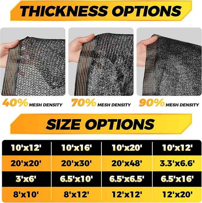 JOJOLEE 70% Sun Shade Cloth, 8x20FT Shade Net Mesh Tarp with Grommets, Black Sunblock Cover for Outdoor Patio Plants, Pergola, Greenhouse, Chicken Coop, Backyard, Balcony