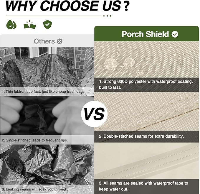 Porch Shield Patio Stackable Chair Covers - Waterproof Outdoor Stack of Chair Cover - 27W x 33D x 46H inch, Beige