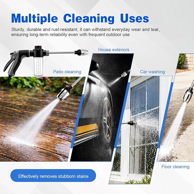 Turbo High Pressure Washer Jet, Heavy Duty Garden Hose Nozzle, Turn Any Hose into a High Pressure Water Cleaning Jet, Multi-Function Water Sprayer for Yard, Car, Pet Washing & Outdoor Cleaning