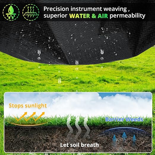 GOTGELIF 4ft×300ft Garden Weed Barrier Fabric, 3.2OZ Weed Blocker with 60 U-Shaped Nails, Ground Cover for Gravel, Driveway, Gardening, Flower Beds, Farming, Underlayment, Landscape
