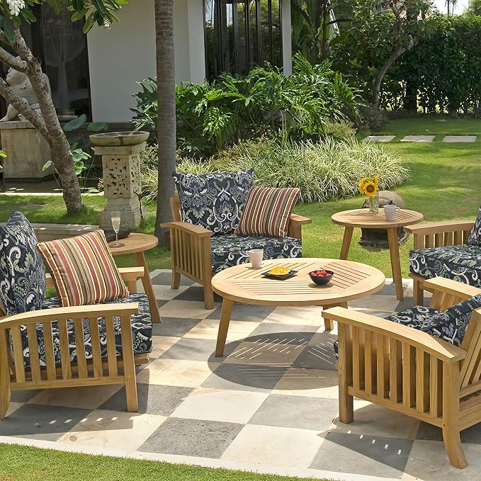Favoyard Outdoor Deep Seat Patio Cushions Set, 24 x 24 Inch Rainproof & 3-Year Fade Resistant Patio Furniture Cushion, Removable Bottom & Back Cushion with Ties for Yard, Garden, Green Floral