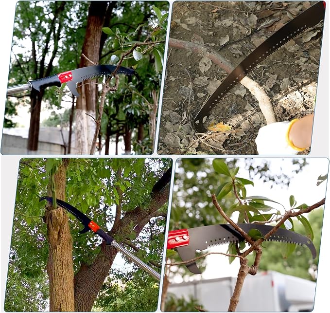 Manual Pole Saw 14ft, Lightweight Manual Stainless Steel Extension High Pole Pruning Pole Saw for Tree Trimming Branches at Forestry Yard Garden Patio