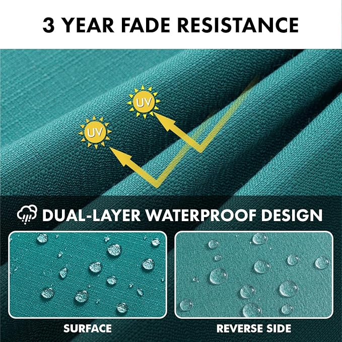 MIULEE Turquoise Outdoor Bench Cushion 59x18x3 Inch Waterproof 3-Year Color Fastness Patio Furniture Cushions for Porch Swing, Garden Bench Sofa Couch with Adjustable Ties No Slip Design