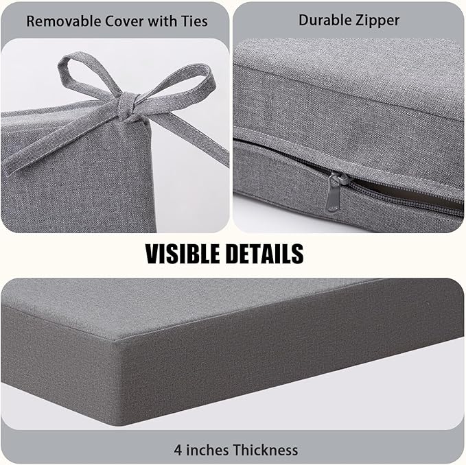 idee-home Outdoor Chair Cushions for Patio Furniture, Outdoor Seat Cushion | Waterproof Couch Hampton Bay Deep Seat Replacement Chair Cushions for Garden Backyard Deck 26.5 x 26.5