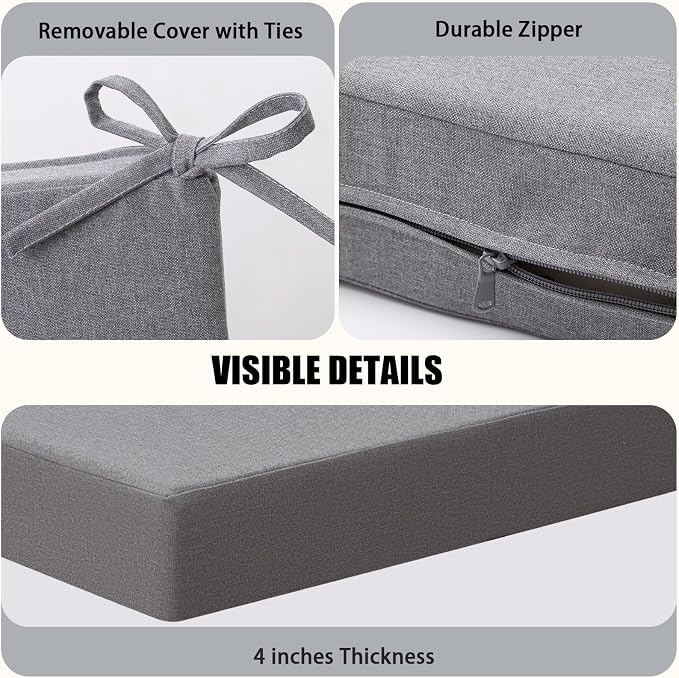 idee-home Outdoor Chair Cushions for Patio Furniture, Outdoor Seat Cushion | Waterproof Couch Hampton Bay Deep Seat Replacement Chair Cushions for Garden Backyard Deck 28.5 x 28.5