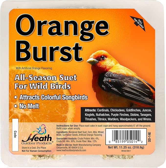Heath Outdoor Products DD14-10: Orange Burst Suet Cake - Pack of 10