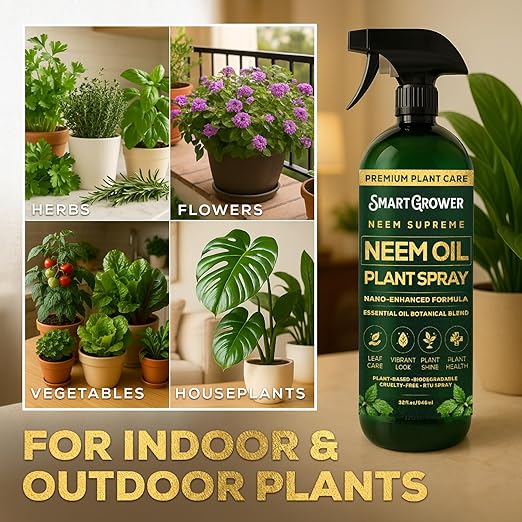 Neem Oil Spray for Plants Botanical Blend – Plant Wash with Natural Essential Oils, Simple Ready-to-Use Plant Spray for Gardens, Houseplants, Indoor & Outdoor Plants – 32 oz