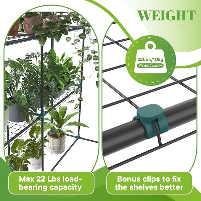 OLIXIS Outdoor Greenhouse, Walk-in Greenhouse with 2 Tier 8 Plant Shelves, Durable PVC Cover, 56"×56"×77" Portable Greenhouses for Outdoor Garden, Patio, Porch, Backyard Green Houses, Clear