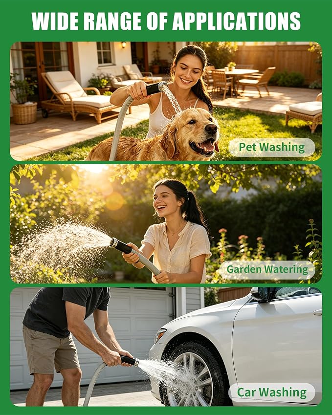 Garden Hose 100ft, Ultra-Light & Flexible Water Hose, Durable, All-Weather, Made of TPU-Drinking Water Safe, Easy to Store & Coil, Kink-Free, Camping, Car Wash, Yard, Garden and Home, Gray