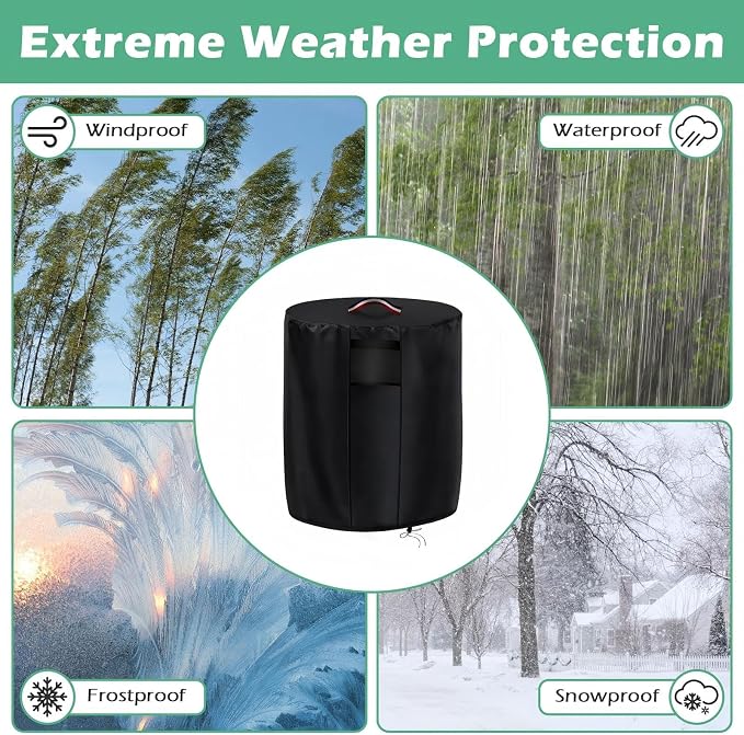 Planter Cover, for Veradek Demi Series Round Planter with Stand, Heavy Duty Frost Cover for Outdoor Winter Frost Cold Weather, Black 15"D x 22"H