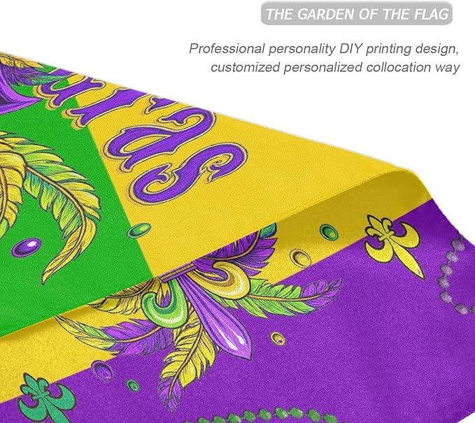 Mardi Gras Masquerade Mask House Flag 28x40 Inch Double Sided Outside Fleur de Lis New Orleans Carnival Yard Outdoor Flag Banner for Garden Lawn Patio Holiday Decorations