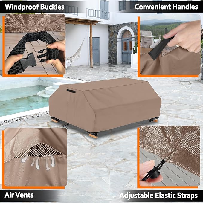 STARTWO Waterproof Picnic Table Cover Outdoor Patio Table Bench Covers for Picnic Table Bench Set Windproof (6Ft-70/72in（Brown）)
