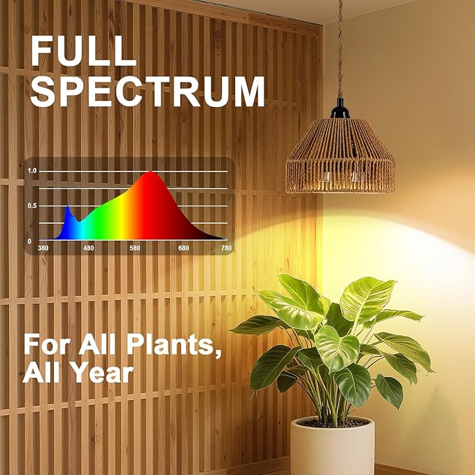 30W Indoor Hanging Plant Light, 4000K Bohemian Plant Growth Light, 15 Foot Power Cord, Automatic Timing, Indoor Hanging Growth lamp Used for Gardening, Banyan Trees, and greenhouses