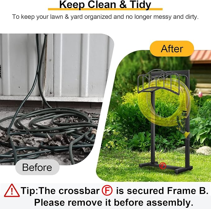2 Pack Garden Hose Holder-Upgraded Hose Holder Holds 100-feet Hose,Freestanding Heavy Duty Hose Hanger,Sturdy Hose Stand and Hose Storage Rack for Lawn & Yard,Black