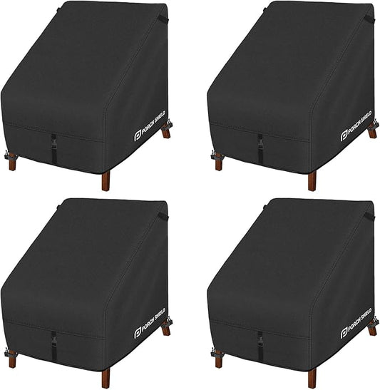 Porch Shield Patio Chair Covers - Waterproof Outdoor Lounge Deep Seat Adirondack Chair Cover 4 Pack - 34W x 37D x 36H inch, Black