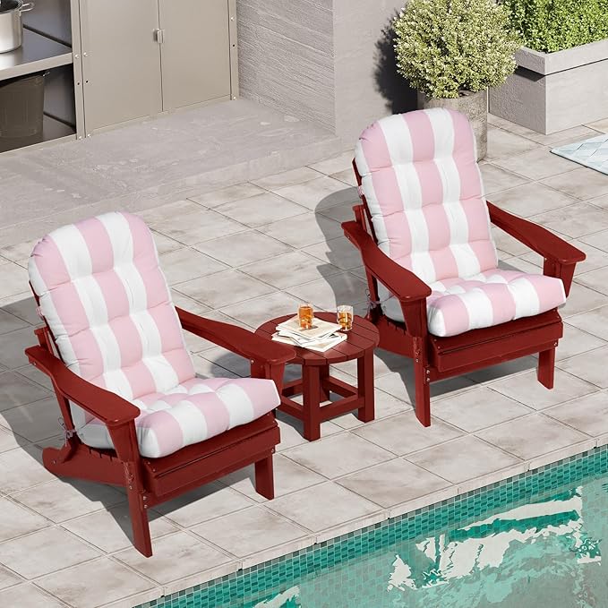 Crestlive 50x20x4 Inch Adirondack Chair Cushion Outdoor Rocking Chair Cushions Water Resistant High Back Patio Thick Replacement Cushions Pink Stripe