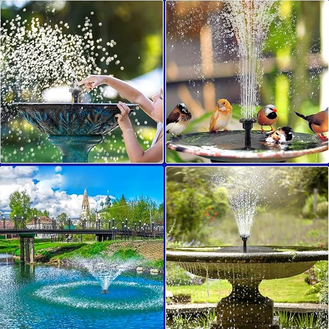 Solar Fountain for Bird Bath, 2026 Upgraded 2.5W Solar Bird Bath Fountain Pump with 6 Nozzles, Floating & Standing Solar Water Pump for Bird Baths, Garden, Pond, Pool, Outdoor